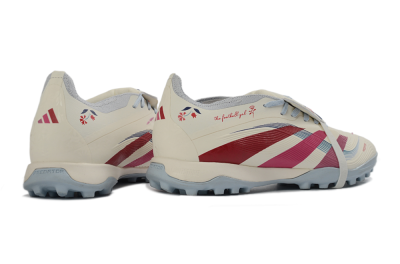 Adidas Predator Gal 26 Elite Fold-Over Tongue TF Football Shoes - Ivory/Blush Pink/Light Blue