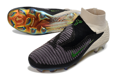 Nike Phantom 6 Elite High FG Football Boots - Black/Lime Green/Beige