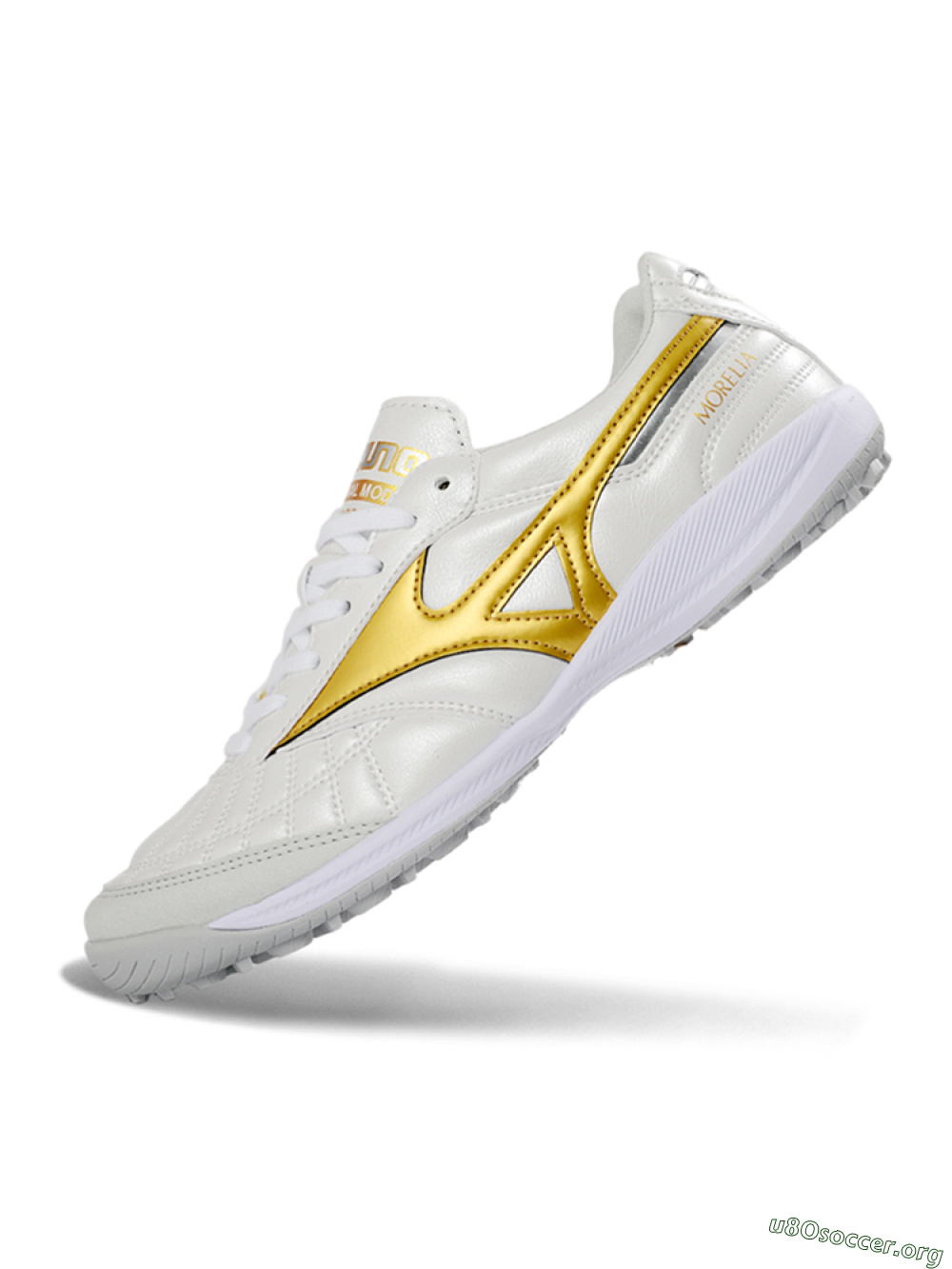 Mizuno Morelia Neo 4 TF Football Shoes - White/Gold/White 5
