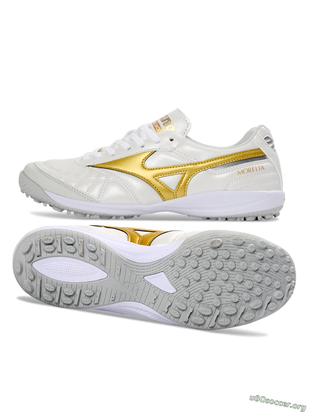 Mizuno Morelia Neo 4 TF Football Shoes - White/Gold/White 1