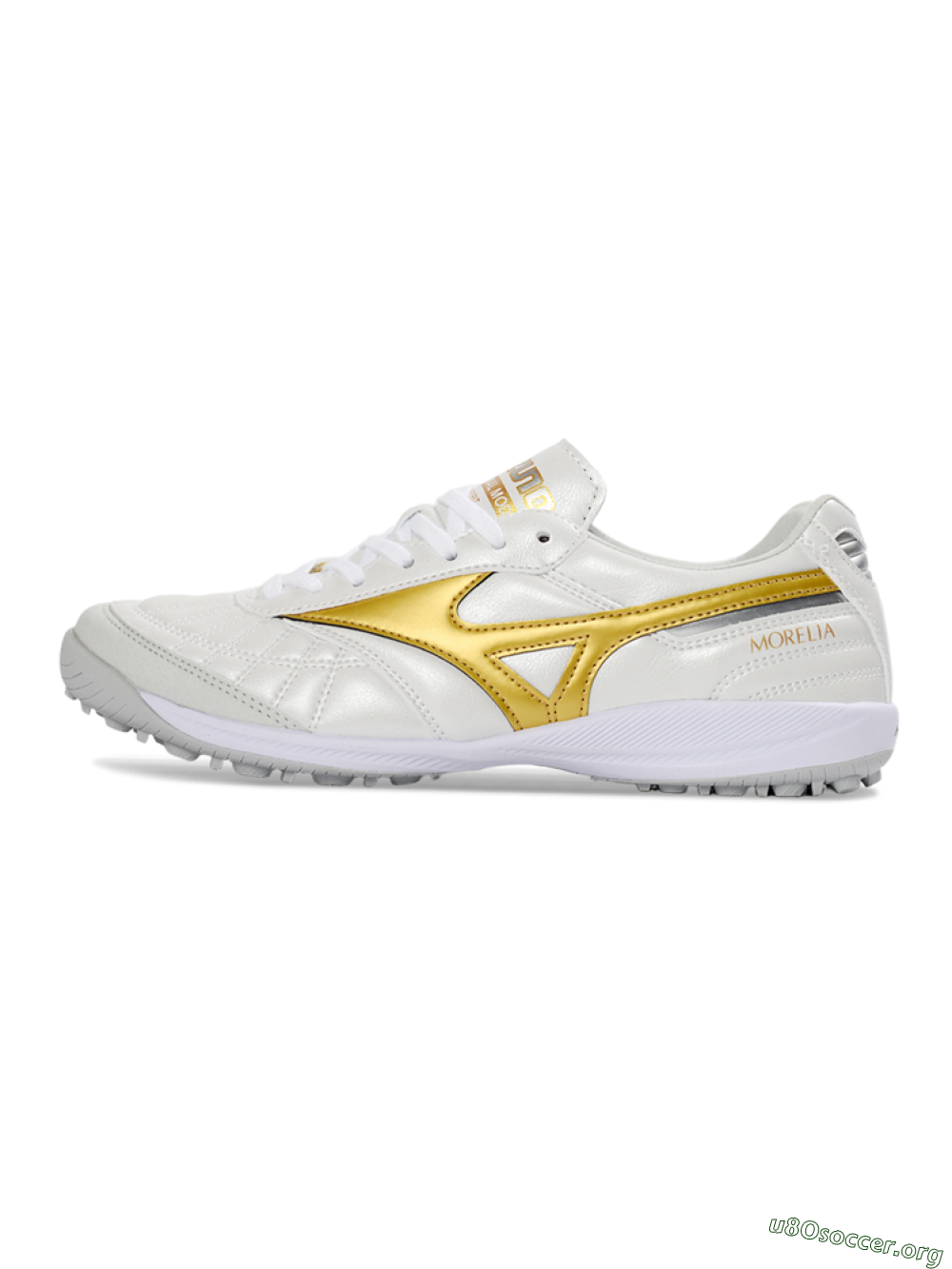 Mizuno Morelia Neo 4 TF Football Shoes - White/Gold/White 3