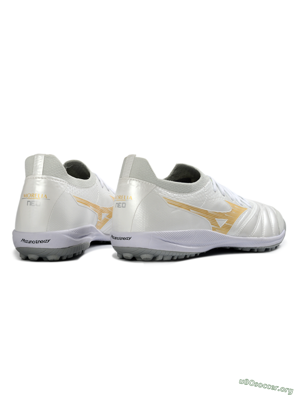 Mizuno Morelia Neo 4 TF Football Shoes - White/Golden Shine/Gray Mist 6