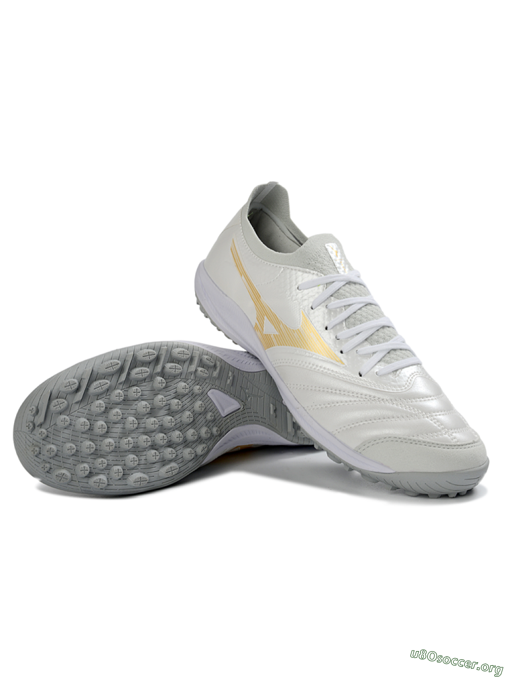 Mizuno Morelia Neo 4 TF Football Shoes - White/Golden Shine/Gray Mist 0