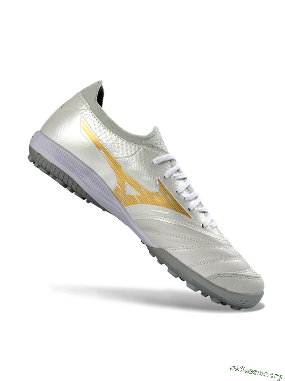 Mizuno Morelia Neo 4 TF Football Shoes - White/Golden Shine/Gray Mist 4