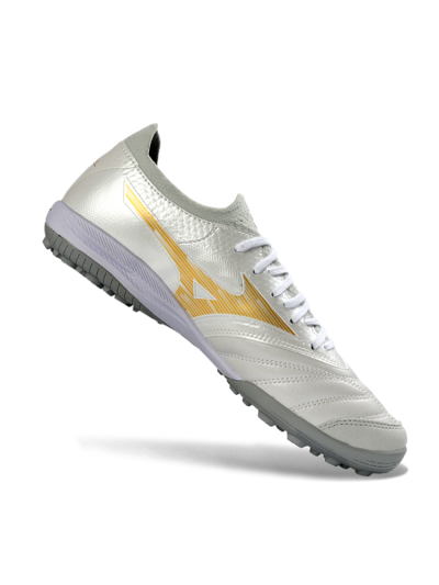 Mizuno Morelia Neo 4 TF Football Shoes - White/Golden Shine/Gray Mist
