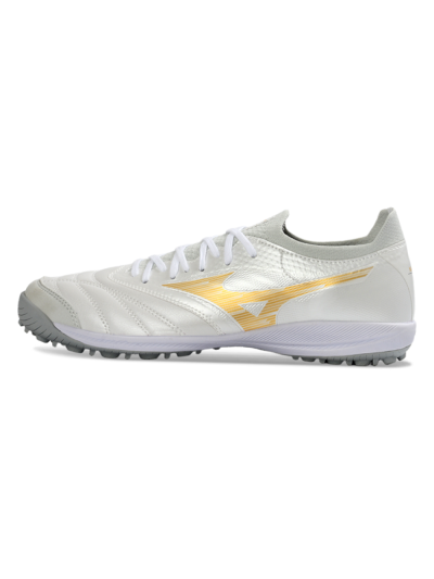 Mizuno Morelia Neo 4 TF Football Shoes - White/Golden Shine/Gray Mist