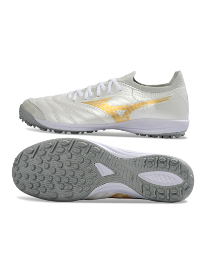 Mizuno Morelia Neo 4 TF Football Shoes - White/Golden Shine/Gray Mist