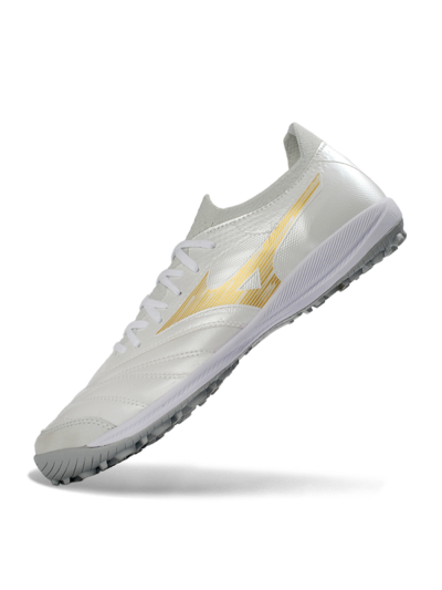 Mizuno Morelia Neo 4 TF Football Shoes - White/Golden Shine/Gray Mist