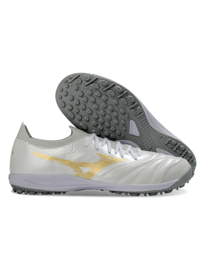 Mizuno Morelia Neo 4 TF Football Shoes - White/Golden Shine/Gray Mist