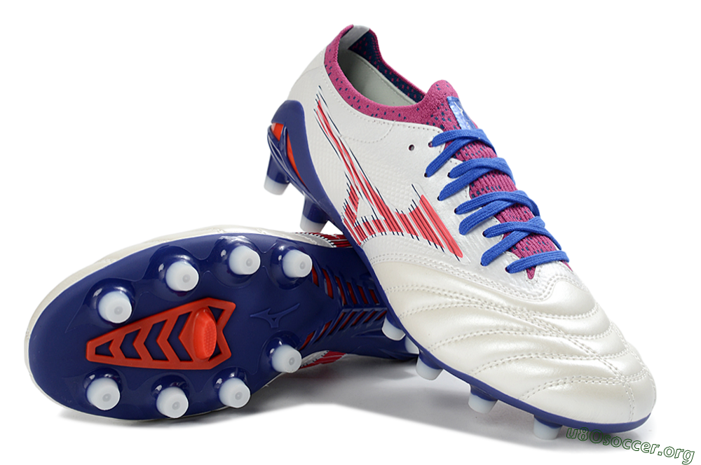 Mizuno Morelia Neo 4 FG Football Boots - White/Cerulean/Crimson 0