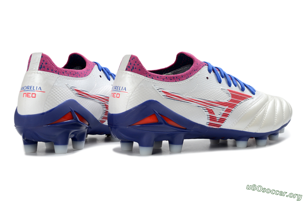 Mizuno Morelia Neo 4 FG Football Boots - White/Cerulean/Crimson 6