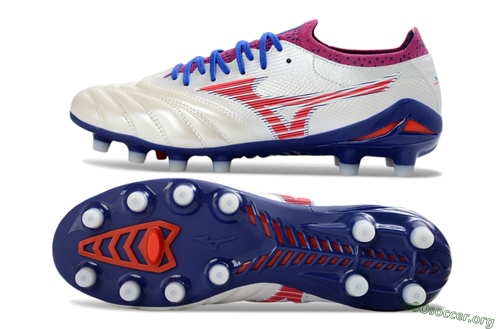 Mizuno Morelia Neo 4 FG Football Boots - White/Cerulean/Crimson 1
