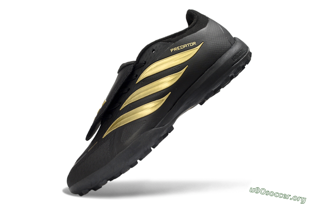 Adidas Predator 26 Elite Fold-Over Tongue TF Football Shoes - Black/Metallic Gold/Charcoal Grey 5