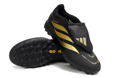 Adidas Predator 26 Elite Fold-Over Tongue TF Football Shoes - Black/Metallic Gold/Charcoal Grey