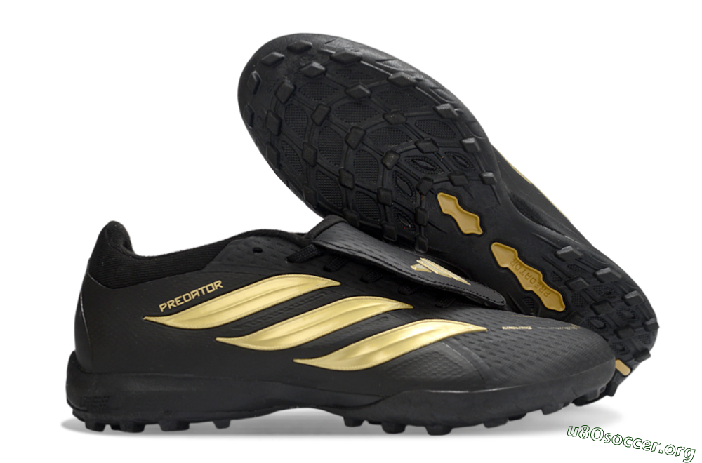 Adidas Predator 26 Elite Fold-Over Tongue TF Football Shoes - Black/Metallic Gold/Charcoal Grey 2