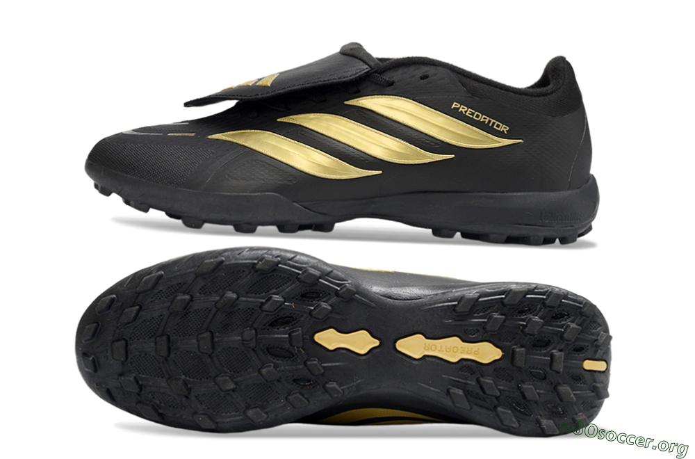 Adidas Predator 26 Elite Fold-Over Tongue TF Football Shoes - Black/Metallic Gold/Charcoal Grey 1