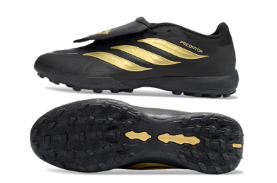Adidas Predator 26 Elite Fold-Over Tongue TF Football Shoes - Black/Metallic Gold/Charcoal Grey