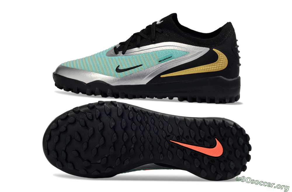Nike Phantom 6 Elite Low TF Football Shoes - Teal/Metallic Silver/Black 1