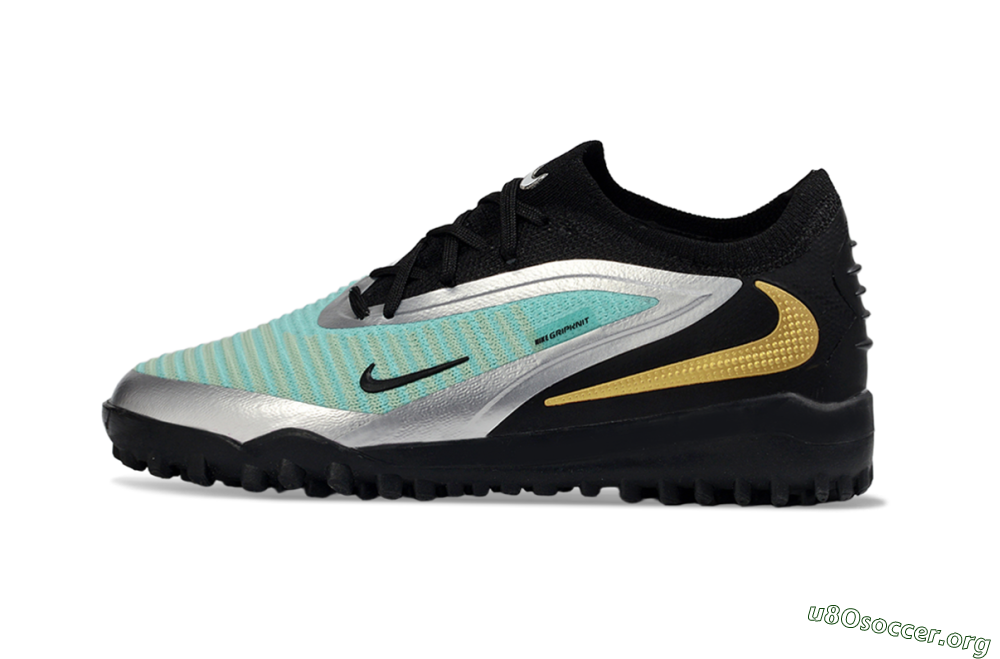 Nike Phantom 6 Elite Low TF Football Shoes - Teal/Metallic Silver/Black 2