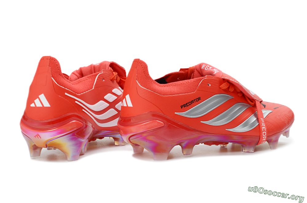 Adidas Predator 26 Elite Fold-Over Tongue FG Football Boots - Red/Fiery Red/Metallic Silver 6