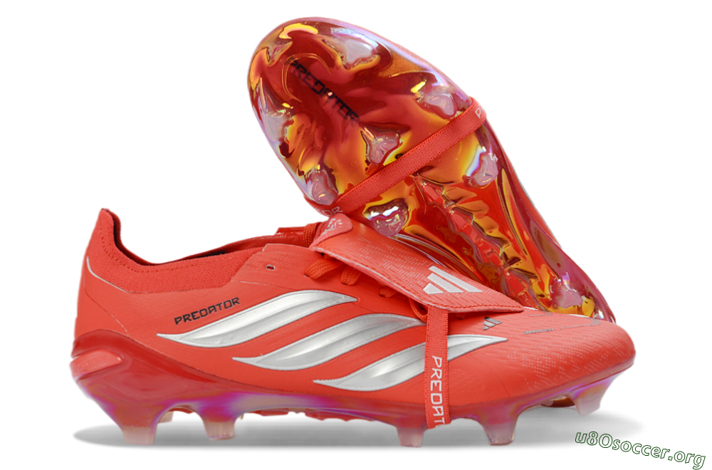Adidas Predator 26 Elite Fold-Over Tongue FG Football Boots - Red/Fiery Red/Metallic Silver 2