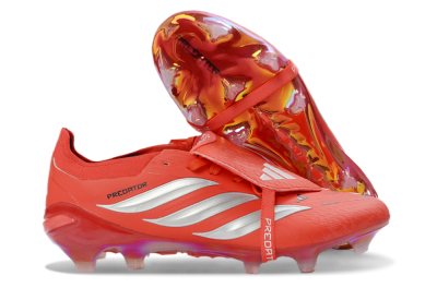 Adidas Predator 26 Elite Fold-Over Tongue FG Football Boots - Red/Fiery Red/Metallic Silver