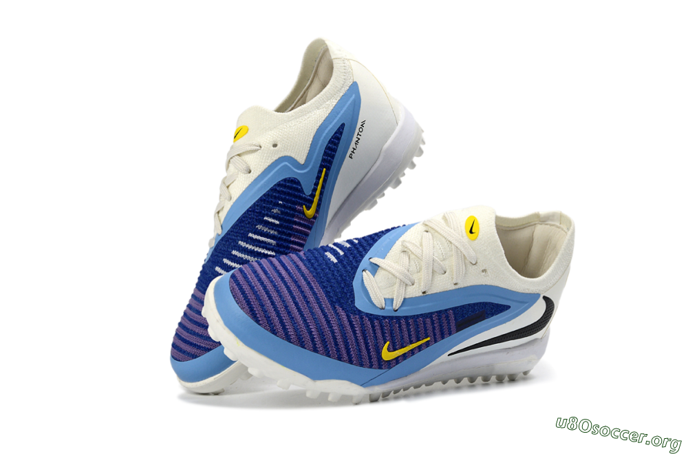 Nike Phantom 6 Elite Low TF Football Shoes - Blue/Bright Yellow/Cream White 3