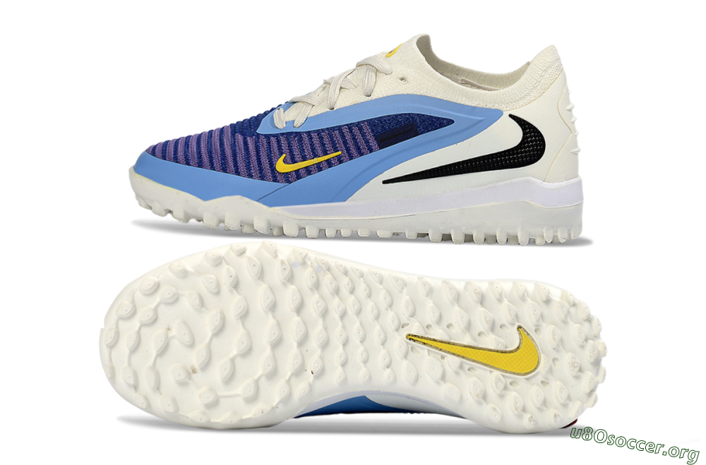 Nike Phantom 6 Elite Low TF Football Shoes - Blue/Bright Yellow/Cream White 1