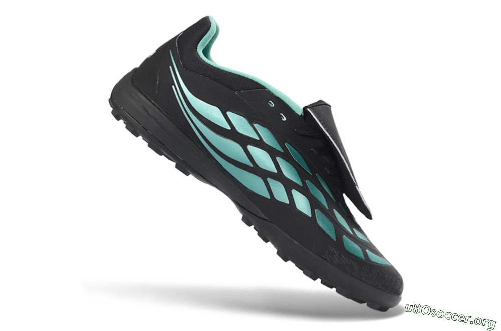 Adidas Predator 26 Elite Fold-Over Tongue TF Football Shoes - Black/Aqua Blue/Charcoal Grey 5