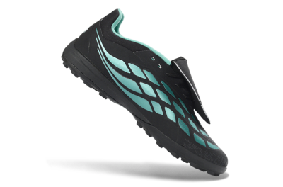Adidas Predator 26 Elite Fold-Over Tongue TF Football Shoes - Black/Aqua Blue/Charcoal Grey