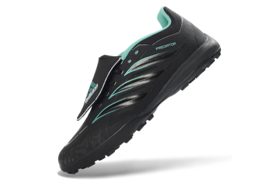 Adidas Predator 26 Elite Fold-Over Tongue TF Football Shoes - Black/Aqua Blue/Charcoal Grey