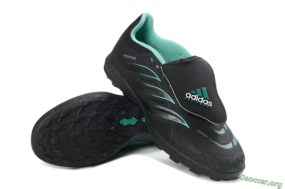 Adidas Predator 26 Elite Fold-Over Tongue TF Football Shoes - Black/Aqua Blue/Charcoal Grey 4