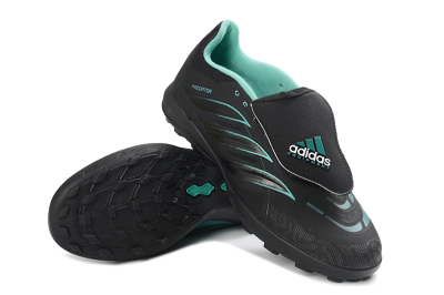 Adidas Predator 26 Elite Fold-Over Tongue TF Football Shoes - Black/Aqua Blue/Charcoal Grey