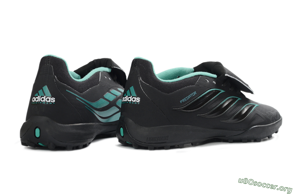Adidas Predator 26 Elite Fold-Over Tongue TF Football Shoes - Black/Aqua Blue/Charcoal Grey 7