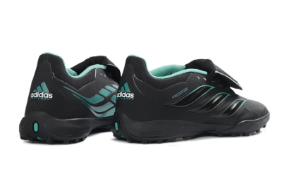 Adidas Predator 26 Elite Fold-Over Tongue TF Football Shoes - Black/Aqua Blue/Charcoal Grey