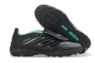 Adidas Predator 26 Elite Fold-Over Tongue TF Football Shoes - Black/Aqua Blue/Charcoal Grey