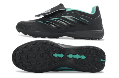 Adidas Predator 26 Elite Fold-Over Tongue TF Football Shoes - Black/Aqua Blue/Charcoal Grey