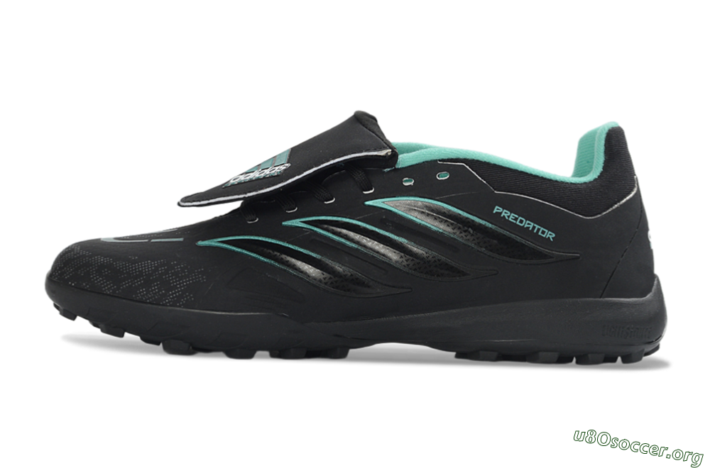 Adidas Predator 26 Elite Fold-Over Tongue TF Football Shoes - Black/Aqua Blue/Charcoal Grey 3