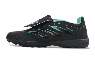 Adidas Predator 26 Elite Fold-Over Tongue TF Football Shoes - Black/Aqua Blue/Charcoal Grey
