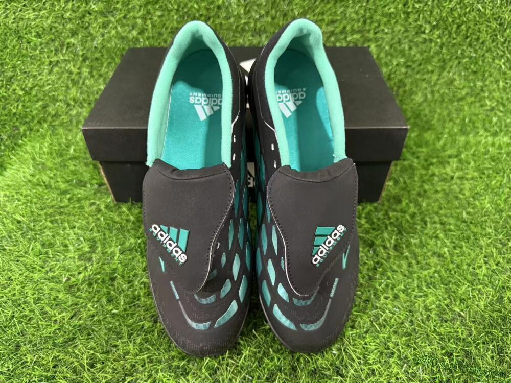Adidas Predator 26 Elite Fold-Over Tongue TF Football Shoes - Black/Aqua Blue/Charcoal Grey