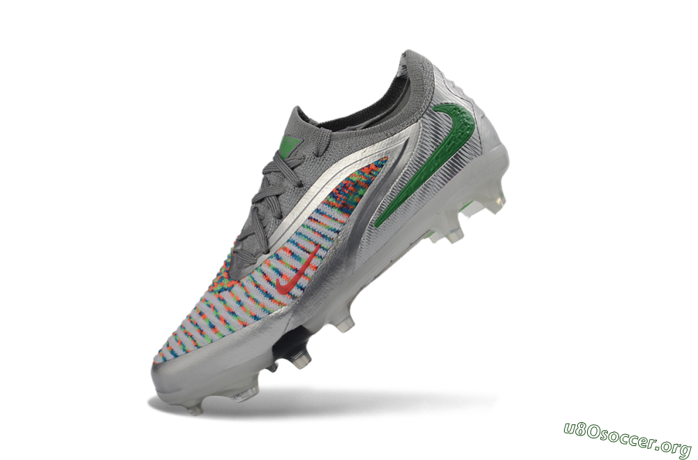 Nike Phantom 6 Elite Low FG Football Boots - Silver/Electric Green/Colorful Pattern 4