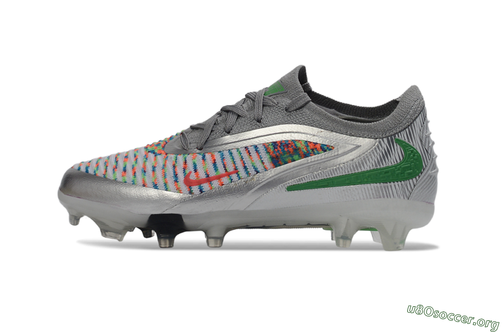 Nike Phantom 6 Elite Low FG Football Boots - Silver/Electric Green/Colorful Pattern 2