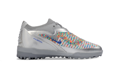 Nike Phantom 6 Elite Low TF Football Shoes - Gray/Electric Green/Flash Red