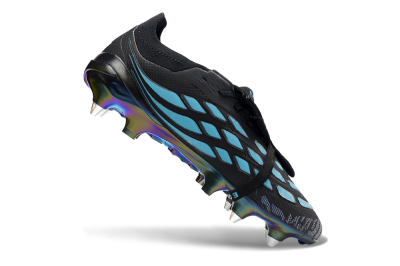 Adidas Predator 26 Elite Fold-Over Tongue SG Football Boots - Black/Iridescent Blue/Metallic Green