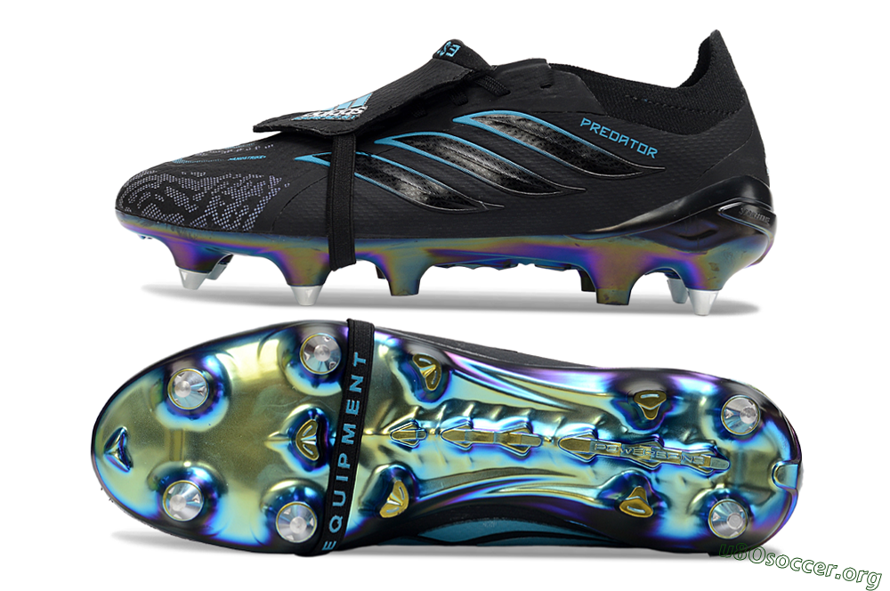 Adidas Predator 26 Elite Fold-Over Tongue SG Football Boots - Black/Iridescent Blue/Metallic Green 1