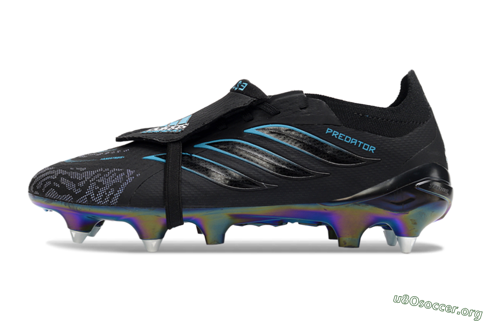Adidas Predator 26 Elite Fold-Over Tongue SG Football Boots - Black/Iridescent Blue/Metallic Green 3