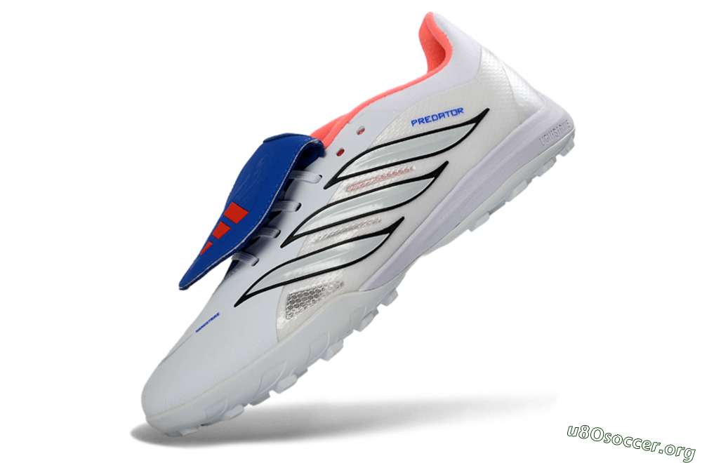 Adidas Predator 26 Elite Fold-Over Tongue TF Football Shoes - White/Electric Blue/Fiery Red 6