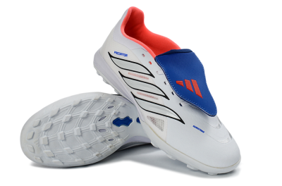 Adidas Predator 26 Elite Fold-Over Tongue TF Football Shoes - White/Electric Blue/Fiery Red