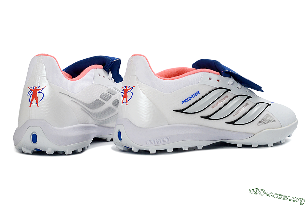 Adidas Predator 26 Elite Fold-Over Tongue TF Football Shoes - White/Electric Blue/Fiery Red 7