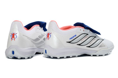 Adidas Predator 26 Elite Fold-Over Tongue TF Football Shoes - White/Electric Blue/Fiery Red